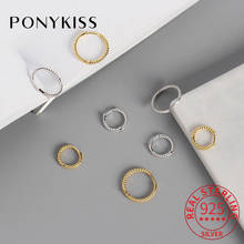 PONYKISS 100% 925 Sterling Silver Simple Round Twist Hoop Fashion Women For Party Delicate Earrings Accessory Chic Gift 2024 - buy cheap