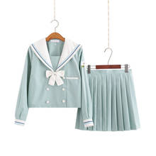 Fantasia escolar japonesa jk, uniforme de estudante, fantasia de marinheiro, japonês, saia plissada, conjunto feminino 2024 - compre barato
