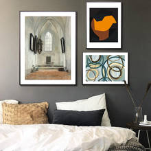 Abastract Print Wall Art Canvas Painting Circle Church Orange Nordic Poster Picture Wall Pictures For Living Room Home Decor 2024 - buy cheap