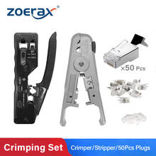 CAT7 Crimping Tool Set, Crimper Cable Stripper Connector 3 in 1 for Shielded STP/UTP RJ45 RJ12 RJ11 Modular Plug 50 Pcs Plugs 2024 - buy cheap