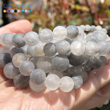 Cuentas espaciadoras sueltas redondas de cuarzo gris mate, piedra Natural para la fabricación de joyas, accesorios para pulseras DIY de 4-10 MM, 15 ", venta al por mayor 2024 - compra barato