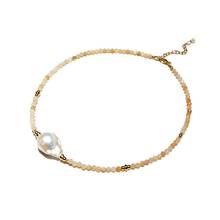 Lii Ji-collar de perlas barrocas de oro de 14 quilates, Mini piedra Natural, 3mm, brillante, 36cm + 4cm 2024 - compra barato