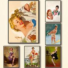 Póster de PINUP para chica, calcomanía artística de 35 diseños Retro de los años 1940, pegatina de pared divertida para cafetería, casa y Bar 1 2024 - compra barato