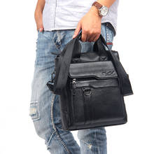 Bolsa mensageiro de couro genuíno, bolsa casual masculina de ombro crossbody para escritório 2024 - compre barato