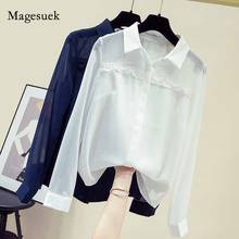 New Korean Cardigan Fashion Clothing Long Sleeve Chiffon Blouse Solid Loose Blouse  Shirts Women Autumn 2020  Blusas Tops 11156 2024 - buy cheap