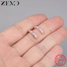 ZEMO 925 Sterling Silver Curved Studs Earrings With CZ for Women Round Shinning Crystal Earrings Girls' Silver Ear Jewelry 2024 - buy cheap