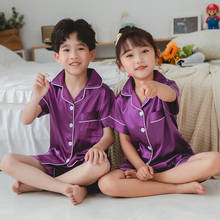Kids pyjamas satin Children's Pajamas 2020 summer short Sleeve Girls Sleepwear Set Boys Silk Pajamas Suit for Kid homewear 2024 - buy cheap
