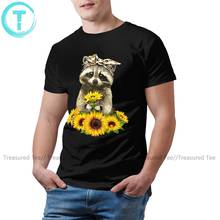 Racoon T Shirt Raccoon Bandana Funny Animal Sunflowers T-Shirt 100 Percent Cotton Short Sleeves Tee Shirt Funny Tshirt 2024 - buy cheap