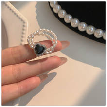 Женское регулируемое кольцо с натуральным жемчугом, регулируемое кольцо с разноцветным цирконием в форме сердца, ювелирное изделие в подарок, 2021 2024 - купить недорого