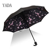 YADA ins-paraguas plegable para mujer, sombrilla con revestimiento negro, flores de cerezo, flor lluviosa, UV, encantador, regalo, YD200067 2024 - compra barato
