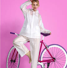 Capa de chuva transparente feminina, calças de chuva para motocicleta branca, conjunto para andar de bicicleta elétrica, casaco espessador de chuva para mulheres r5c062 2024 - compre barato