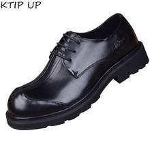 Sapato social masculino de couro, sapato casual com cabeça redonda e cadarço para escritório, para primavera e outono 2024 - compre barato