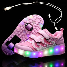 USB Charging Children Roller Skate Casual Shoes Boys Girl Automatic Jazzy LED Lighted Flashing Kids Glowing Sneakers with Wheels 2024 - buy cheap