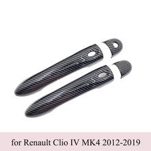 Black Color Carbon Fiber Door Handles Cover Trim Set for Renault Clio IV MK4 2012~2019 Car Accessories Sticker Catch 2013 2014 2024 - buy cheap