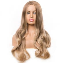 Длинные волнистые Омбре светлые парики коричневый смешанный цвет, синтетические парики для женщин натуральный парик средней части 2024 - купить недорого