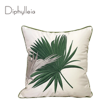 Diphylleia Cushion Cover Decorative Pillowcase Modern Simple Palm Leaf Embroidery Yellow Green Brown Sofa Chair Bedding Coussin 2024 - buy cheap