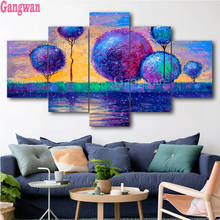 Purple Balloons Trees Diamond Mosaic 5 pcs Diamond Embroidery Rhinestones cross stitch Diamond Painting Full Square round Drill 2024 - buy cheap