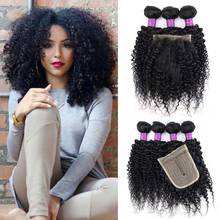 3/4 Bundles with 4x1 T Lace Closure Middle Part 260g/set Jerry Curly Hair Weave 12-22 inch Remy Human Hair Bobbi Collection 2024 - buy cheap