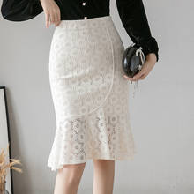 LUKAXSIKAX 2021 New Arrival Spring Summer Women High Waist Slim Midi Skirt High Quality Sweet Flowers Lace Mermaid Skirt 2024 - buy cheap