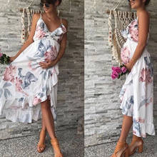 Maternity Dress Ruffled Pregnancy Clothes Print Maternity Clothes Elegant Loose Irregular Maternity Clothes Plus Size Maxi Dress 2024 - buy cheap