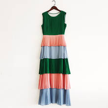 Long Runway Fashion Maxi Summer Women Designer Sleeveless Colorful Print Cascading Ruffles Elegant Party Dress 2024 - buy cheap