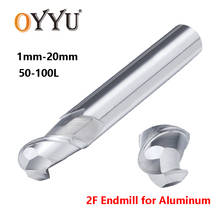 Oyyu-fresa de ponta redonda com 2 sulcos, para roteador de alumínio, carboneto sólido, aço de tungstênio, cnc, r0.5, r1.25, r1.5, r2, fresa 2024 - compre barato
