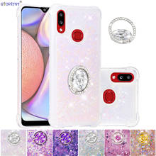 Cute Silicone Bumper Case for Samsung Galaxy A10s Stand Ring Cover SM-A107F/DS Glitter Liquid Quicksand Floating Flowing Cases 2024 - buy cheap
