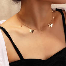 Criativo borboleta estrela pingente colar para mulher charmosa senhora ouro clavícula corrente acessórios moda jóias gargantilha 2024 - compre barato