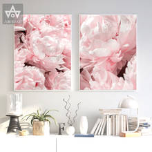 Nordic Minimalist Posters and Prints Pink Peony Flower Girl's Room Decor Canvas Painting Wall Art Picture for Living Room Decor 2024 - buy cheap