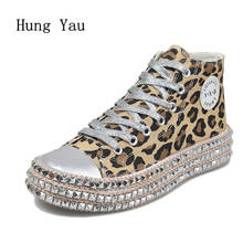 Mulher sapatos de lona plana leopardo rebite moda ao ar livre casual respirável rendas até plataforma caminhada feminino outono confortável 2024 - compre barato