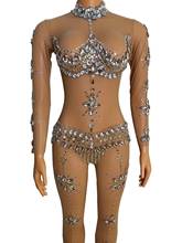 Evening Nightclub Crystal Outfit Sparkly Rhinestones Sexy romper See Through Jumpsuit Women Birthday Party Dance bodysuit 2024 - buy cheap