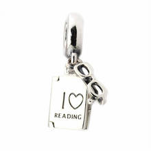 Glasses & Love Reading Heart Book DIY Jewellery 925 Sterling Silver Beads for Charm Bracelet Fashion Beads for Jewelry Making 2024 - buy cheap