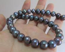charming 10-11mm nature tahitian black pearl necklace 14k 18inch 2024 - buy cheap