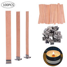 100 PCS 13x1.3cm Candle Wood Wicks with Sustainer Tab DIY Candle Wax Wick Core Making Supplies For Home Church Decor 2024 - buy cheap