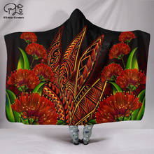 Ohia Lehua Polynesian Hawaii style Hooded Blanket 3D full print Wearable Blanket Adult men women Blanket 2024 - buy cheap