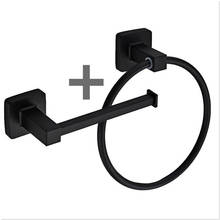 Square Bathroom Toilet Roll Holder & Towel Ring Set Chrome Silver Stainless Steel Black Hanging Holder With Screws Fittings Sets 2024 - buy cheap