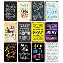 Prayer Day Metal Plaques Pray Text Tin Signs Retro Wall Plate Decor Home Church Room Wall Sign Art Iron Painting Poster Decor 2024 - buy cheap