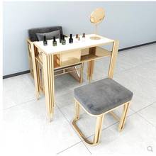 Conjunto de mesa e cadeira de manicure luxuosa, tela vermelha de ferro marmorizada para manicure, tipo único, duplo, três pessoas, econômico 2024 - compre barato