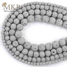 4/6/8/10/12mm Natural Grey Hematite Lava Stone Round Beads Spacer Loose Matte Beads For Jewelry Making Diy Bracelet Necklace 15" 2024 - buy cheap