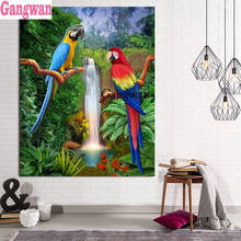 diamond painting new two parrots 5d diamond embroidery cross stitch full square round 3D DIY waterfall landscape home decor gift 2024 - buy cheap