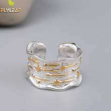 Flyleaf anel de prata esterlina 925 real, anel com design de superfície larga, joias finas abertas de alta qualidade 2024 - compre barato