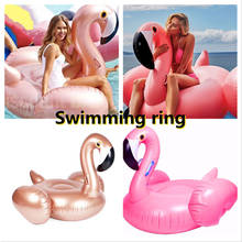 Rosa de ouro inflável flamingo piscina float ride-on natação float anel flamingo boia piscina piscina festa brinquedos 2024 - compre barato