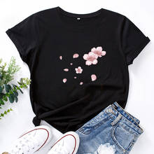 Camiseta de flor de cerezo rosa para mujer, camisetas de manga corta de algodón con cuello redondo, camisetas artísticas de flores súper encantadoras, camiseta para mujer 2024 - compra barato
