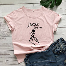Camisetas estampadas de Jesús Love Me para mujer, camiseta divertida de manga corta, camiseta negra de algodón, camisa informal para mujer 2024 - compra barato