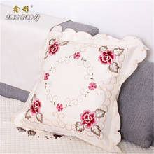 European luxury embroidered cushion cover rose flower sofa cushion cover 45*45cm car cushion wedding no filler home textiles 2024 - buy cheap