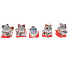 MagiDeal-figuras de la película de la suerte para niños, figuritas japonesas de la suerte, Fengshui, adorno artesanal de porcelana, 5 uds. 2024 - compra barato