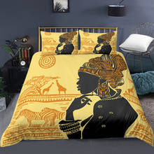 Duvet Cover African Bedding Set King People Woman Duvet Cover Set Home Textiles Yellow Background Bedclothes 2/3Pcs Set 2024 - buy cheap
