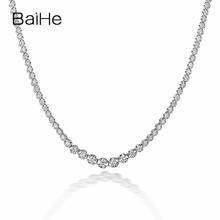 BAIHE Solid 18K Белое Золото сертифицировано 2CT/2.35CT/3.5CT 100% натуральные бриллианты мужские и женские свадебные модное ожерелье 2024 - купить недорого