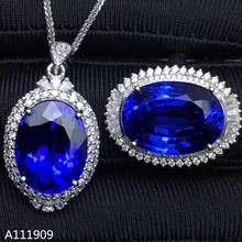 KJJEAXCMY boutique de jóias 925 prata incrustada Natural sapphire gemstone anel pingente de senhoras terno de detecção de apoio 2024 - compre barato