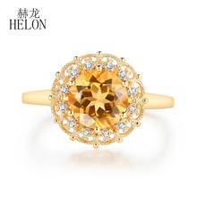 HELON Solid 18K Yellow Gold AU750 Certified Round 1.9CT Genuine Citrine Natural Diamonds Fine Jewelry Elegant Bride Wedding Ring 2024 - buy cheap